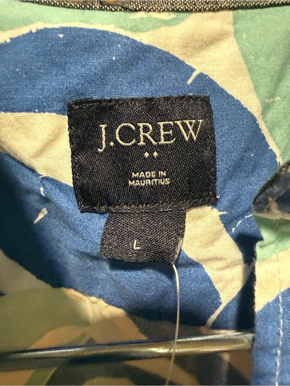J. Crew Short-Sleeve Button-Down in Blue, Teal and White Circular Print
